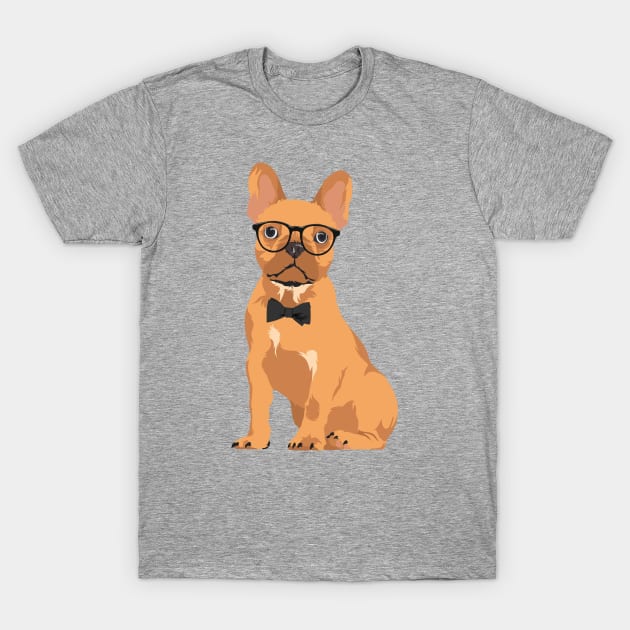 Hipster Brown French Bulldog Puppy T-Shirt for Dog Lovers T-Shirt by riin92